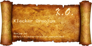 Klecker Orsolya névjegykártya